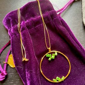 Simone I. Smith Green Crystal Pendant Necklace